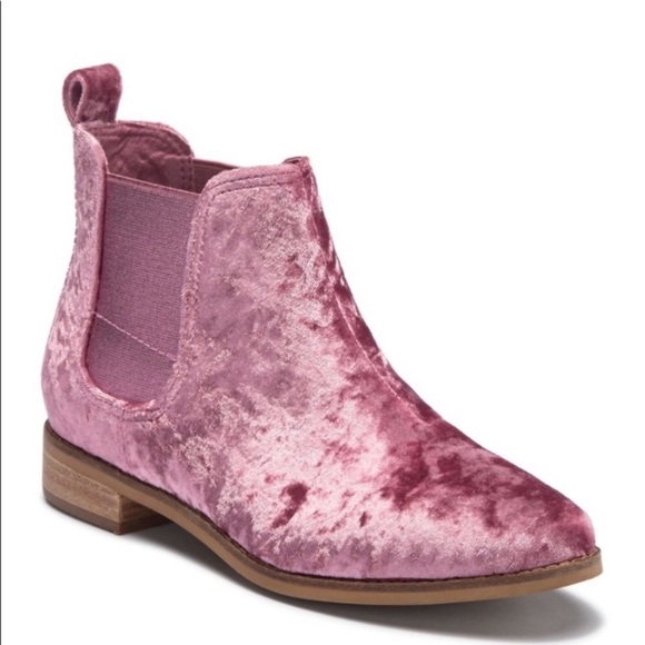 TOMS Ankle Boots Ella Rose Pink Velvet NIB - Picture 3 of 11